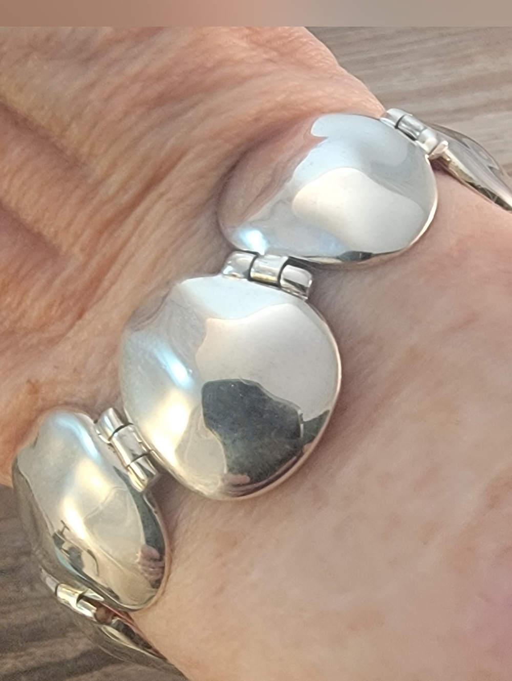 Silver Hammered Hinge Freeform Link Bracelet NEW!